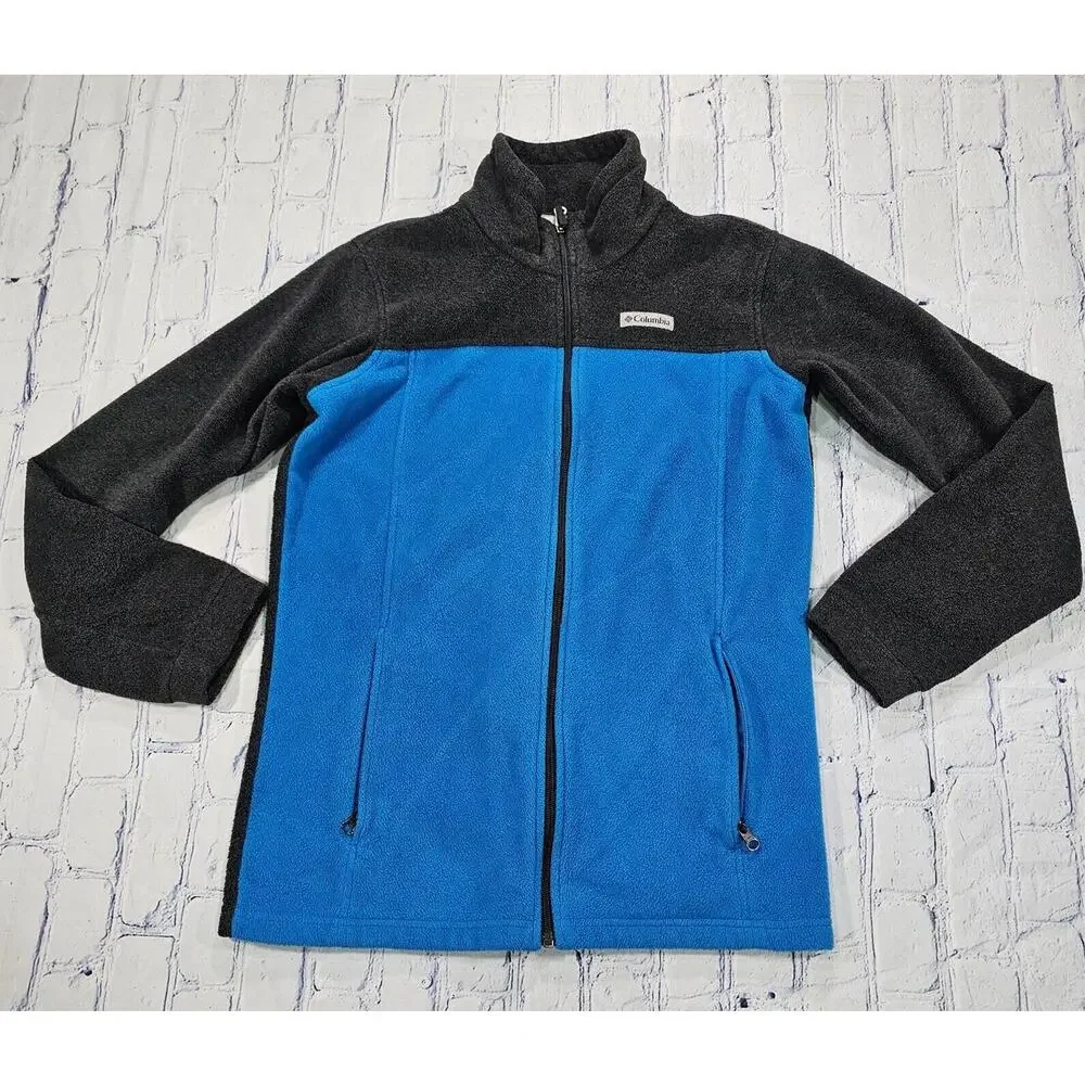 Columbia Steens Mountain Fleece Zip Up Jacket Blue Gray BOYS YOUTH SIZE XL